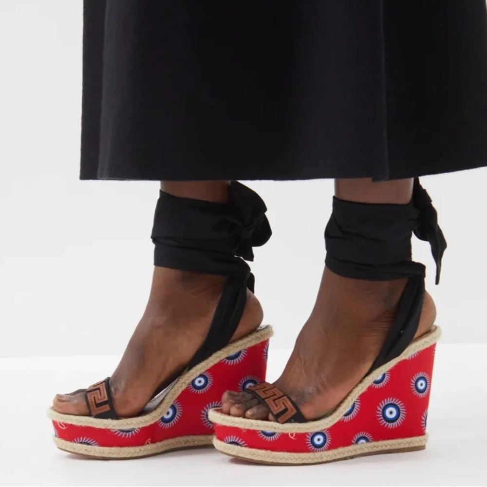 Christian Louboutin Athina Des Cyclades Evil Eye 120 Wedge Sandals BNIB 39 (9) - Picture 5 of 14